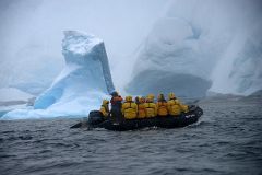 01B Zodiac In Bad Weather With Towering Icebergs In Foyn Harbour On Quark Expeditions Antarctica Cruise.jpg